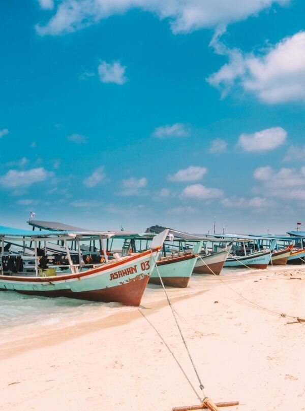 assorted-color boats on seashore during daytime